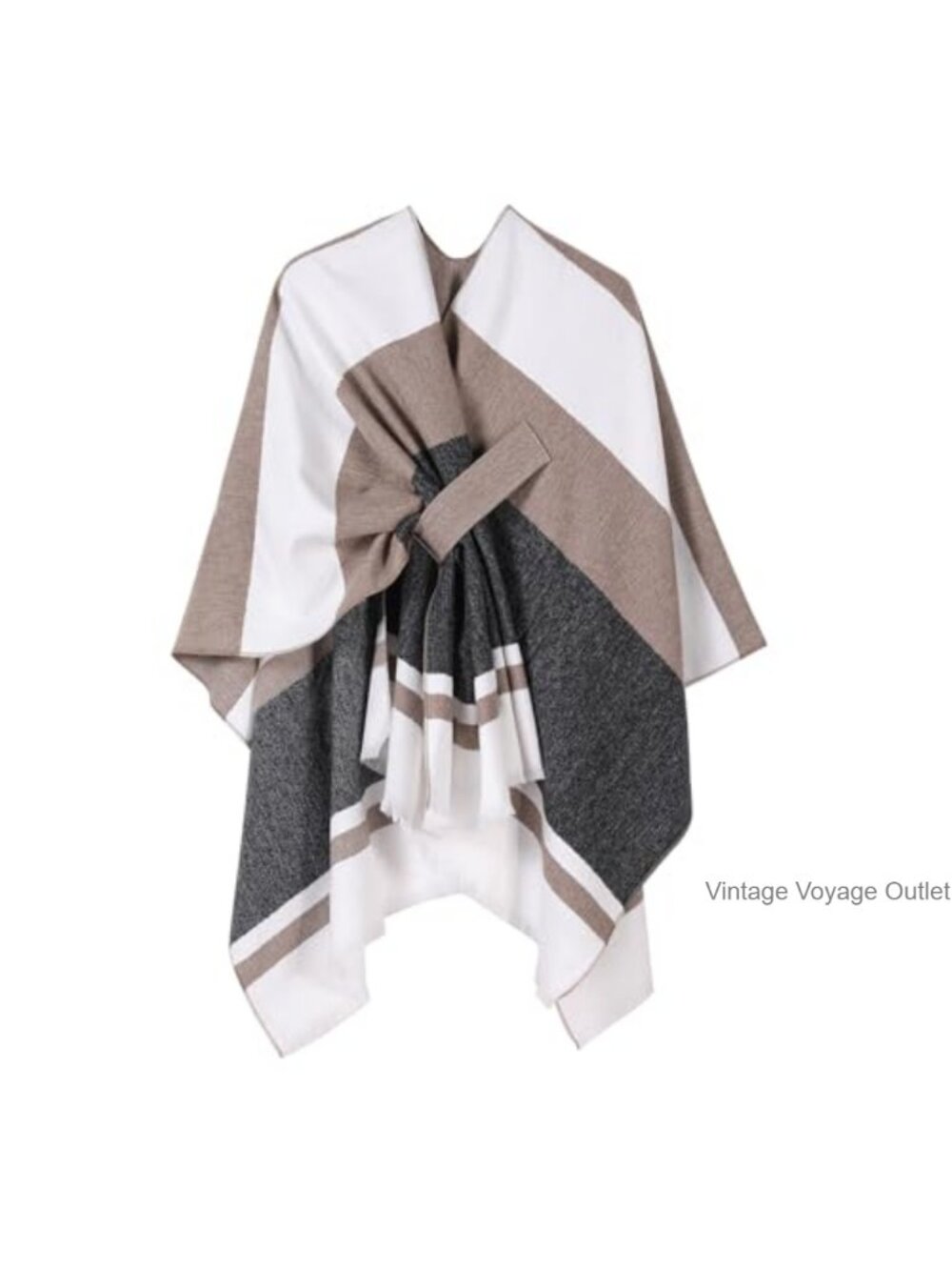 Plaid Shawl Wrap Open Front Poncho Sweater Cape Ruana